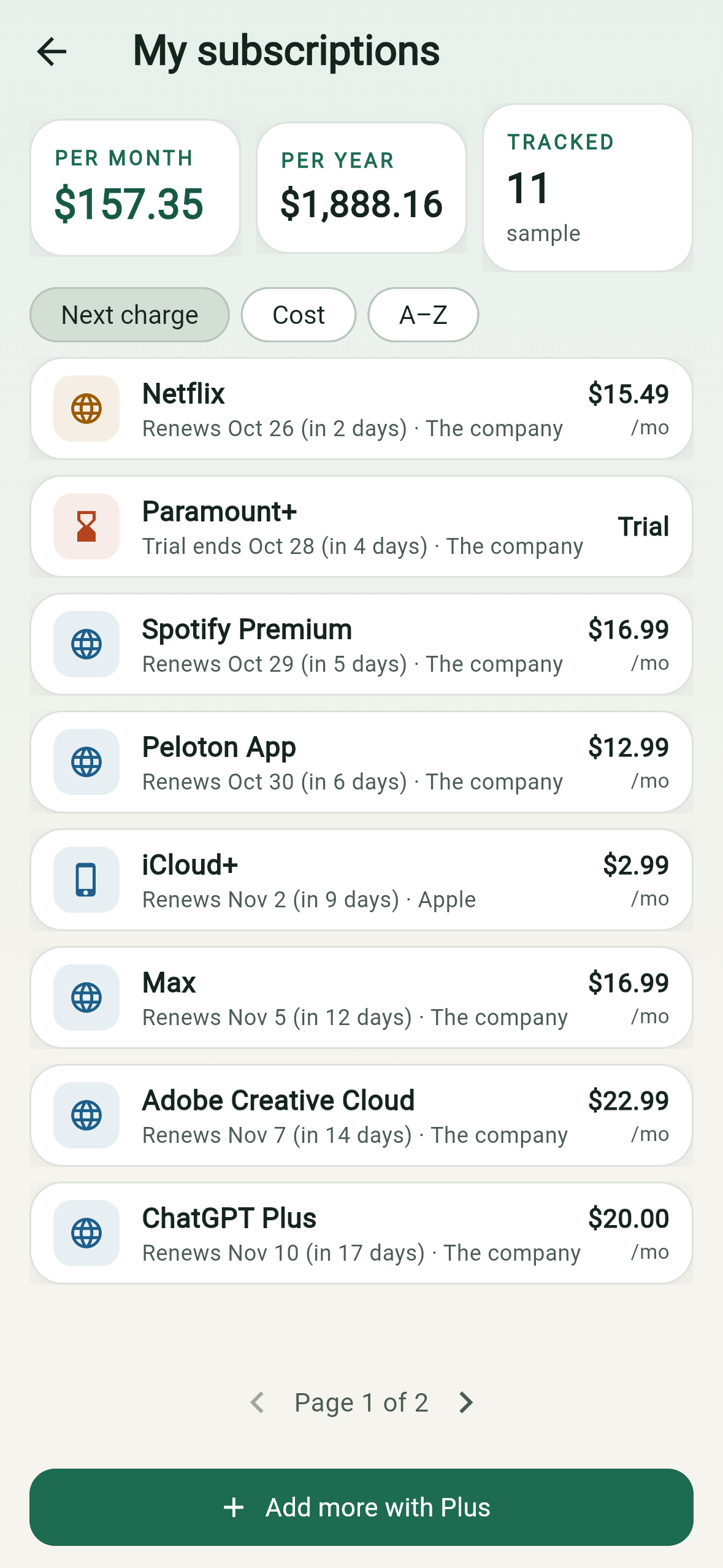 My subscriptions