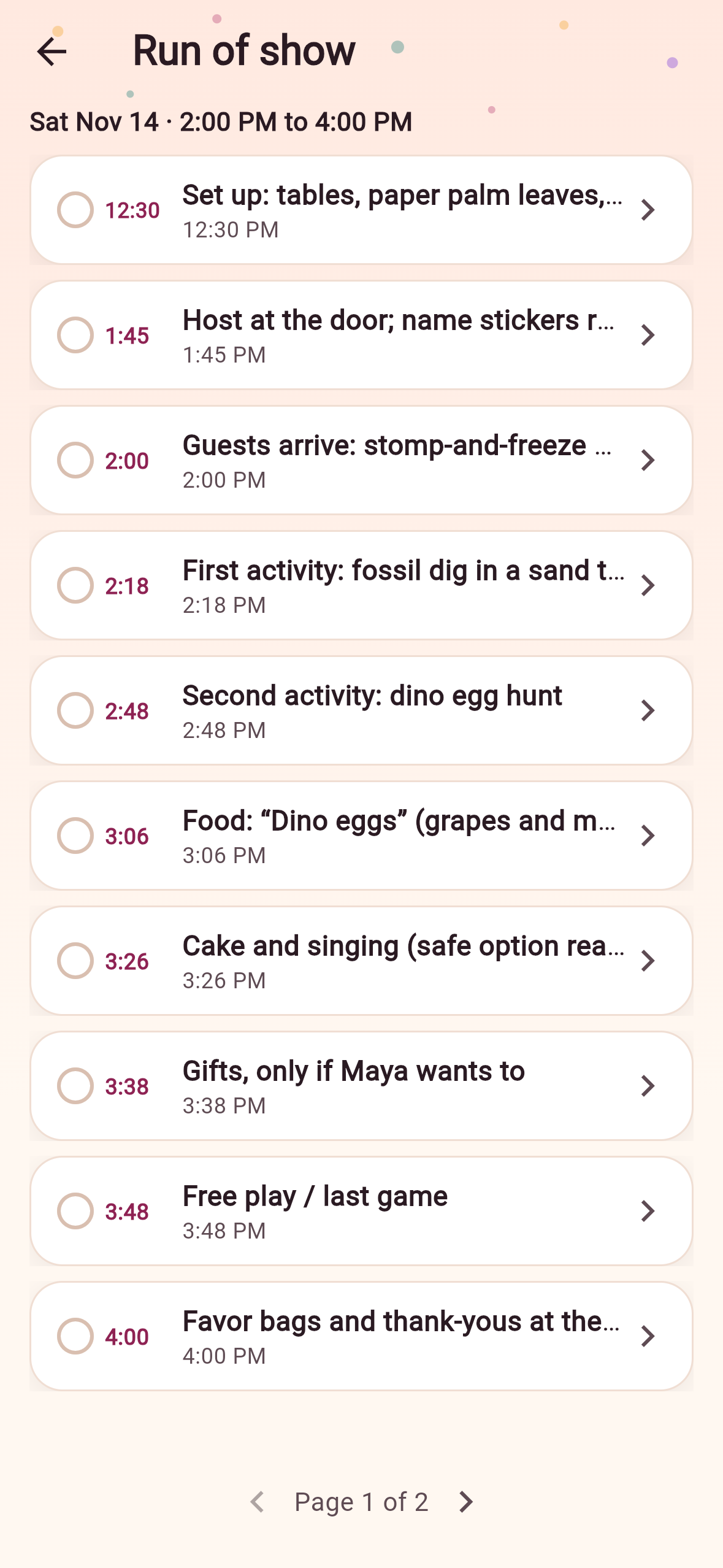 Run of show